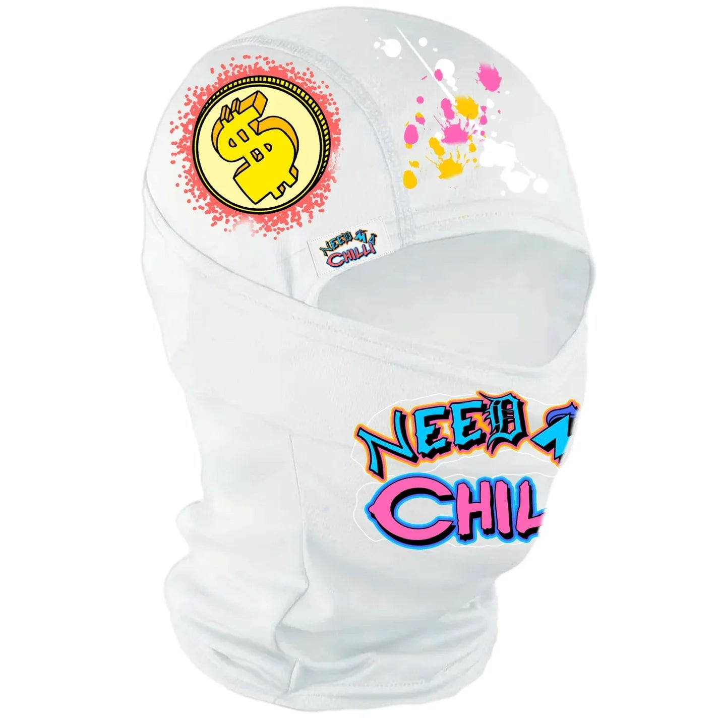 “ BILLIONAIRE BOY “ WHITE SKI MASK WITH PAINT SPLAT